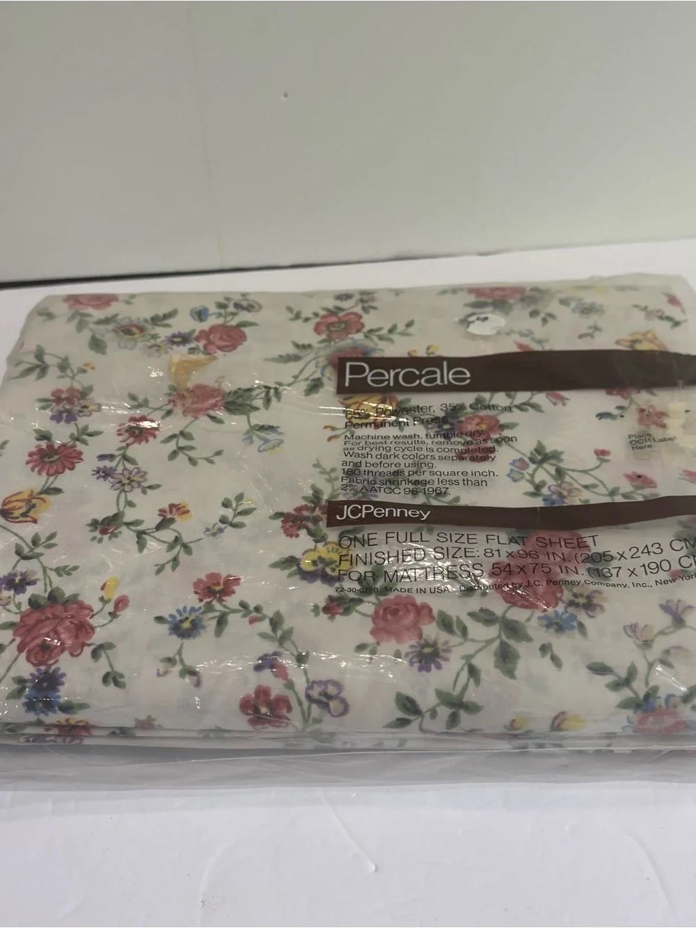 JC Penney Percale DUSTY ROSE Saybrook FULL Size Flat‎ Sheet Vintage Made in USA